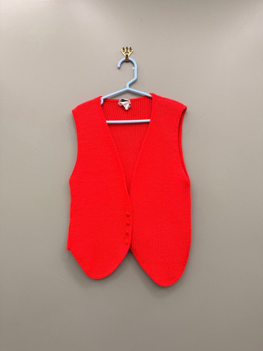 Vintage Girls Size 8 Red Orlon Acrylic Sweater Vest Button Front 70s 80s